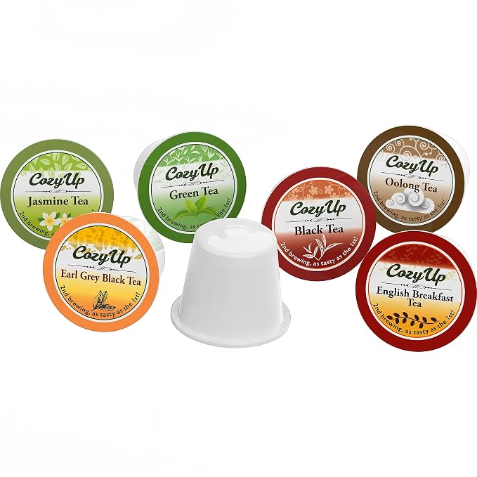 Cozy Up 36-Count 6 Flavors Variety Pack Tea Compatible with Keurig K-Cup Brewers, Including Green, Black, Jasmine, Earl Grey, English Breakfast, Oolong Tea