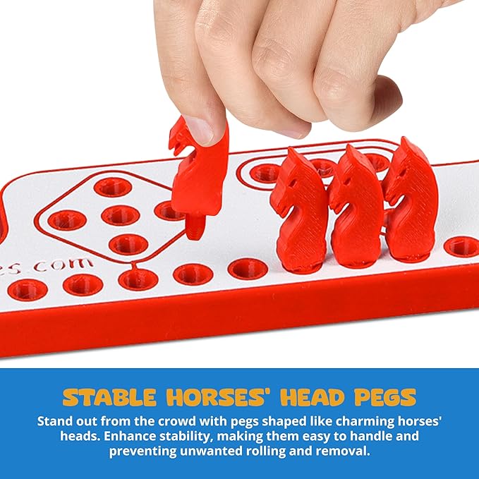 Pegs and Jokers Board Game - Strategic, Fun, Engaging, and Portable - Play with Family and Friends - Easy to Learn - Travel-Friendly - with Horse-Head Peg and Deck of Cards 2-10 Players