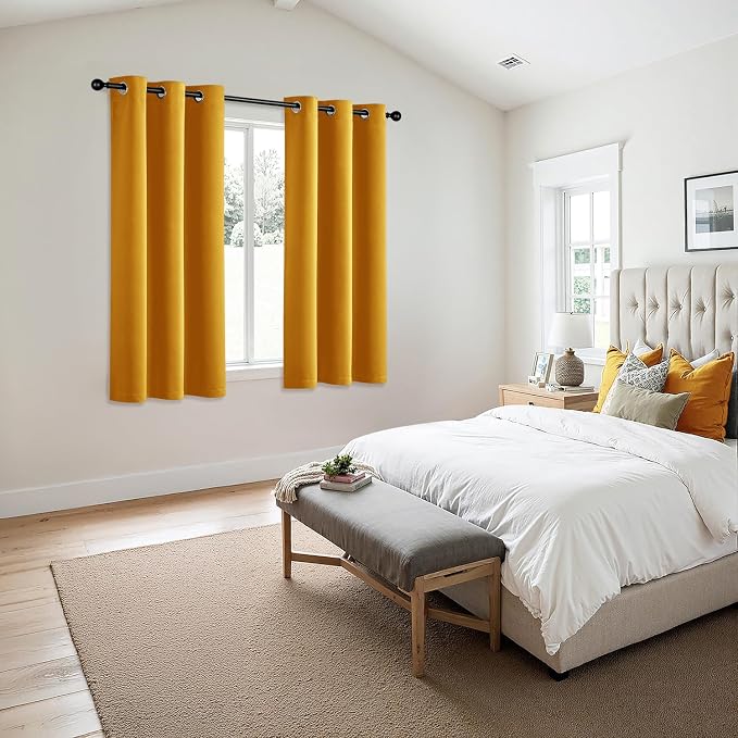 MIULEE Blackout Curtains for Bedroom 2 Panel 40x54 Inch Long Mustard Yellow | Thermal Insulated, Living Room Darkening Grommet Drapes, Noise Reducing, Light Blocking Window Treatments