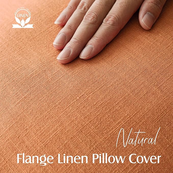 Foindtower Pack of 2, Decorative Linen Solid Throw Pillow Covers Soft Accent Euro Cushion Case Farmhouse Neutral Pillowcase for Chair Couch Sofa Bed Living Room Home Decor 18 x 18 Inch Dusty Orange