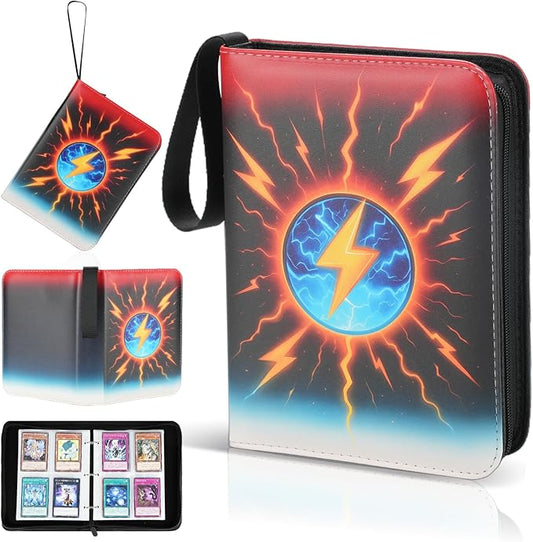 4-Pocket Trading Card Binder, 120 Pages Holds 480 Cards, PU Leather Side-Loading Card Album, Acid-Free Archival Sleeves, Durable Card Organizer for MTG, TCG and Sports Cards, Birthday & Christmas Gift