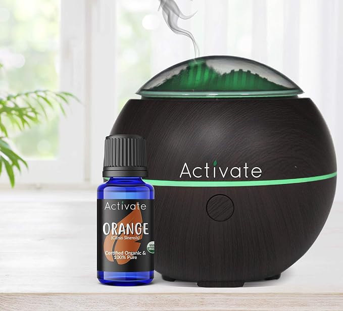 Activate Sweet Orange Organic Essential Oil 100% Pure, USDA Certified Organic, Premium Grade, Undiluted, Natural, Aromatherapy & Diffuser Use 10ml
