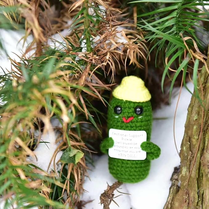 Positive Funny Potato Head with Card Mini Crochet Knitting for Handmade Emotional Support Cucumber Gifts Party Decoration Encouragement