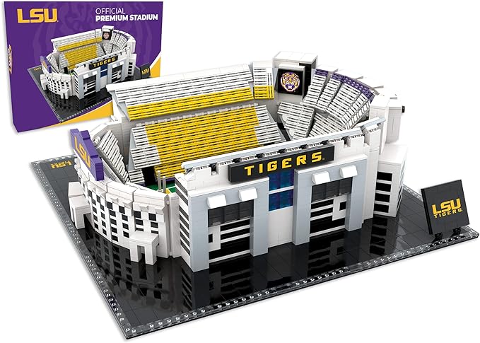 Pro-Lion LSU Tigers Stadium Building Kits - 2298 Pieces & Printed Decal Graphics | 3D Bricks Puzzle | Fighting Tigers Football Gifts for Boys, Men & Kids Aged 5+ | Games for Creative Fans