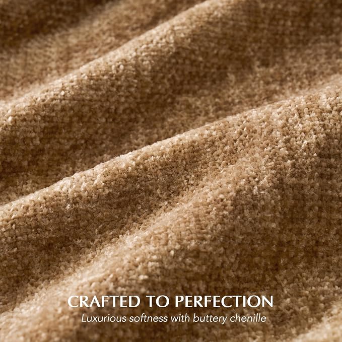Chenille Knit Throw Blanket for Couch, 50"x60", Warm Beige | Cozy Plush Fuzzy Knittd Throw with Tassels, Lightweight, Decorative, Farmhouse Decor, Ideal for Bed Sofa Gift, All Seasons