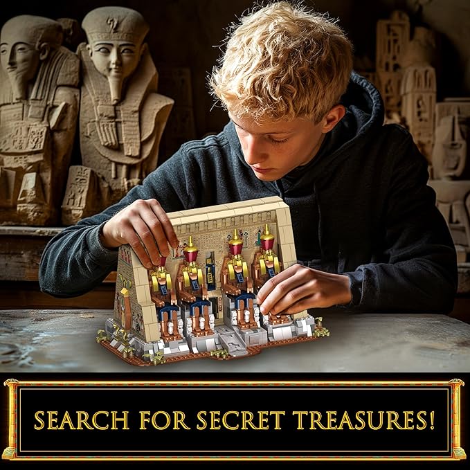 SpblastB Temple Building Set for Adults, Egyptian Architecture Building Blocks with Hidden Mechanisms, Famous Landmark Collection Home Décor Model Building Kit, 2666Pcs