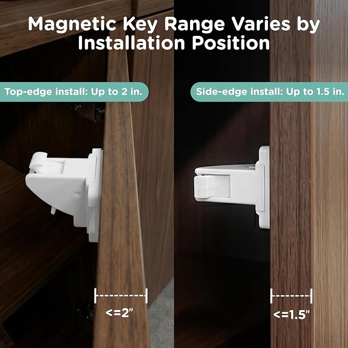 16 Pack Cabinet Locks Baby Proofing - SKYLA HOMES Children Proof Magnetic Cabinet Locks for Cupboard, Drawers, Adhesive Baby Proof Latches (16 Locks and 2 Keys)