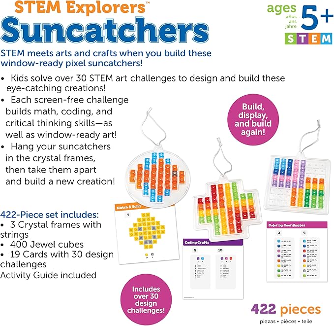 Learning Resources STEM Explorers Suncatchers, 433 Pieces, Ages 5+, STEM Toys, Science for Kids, Building Toys, STEM Projects
