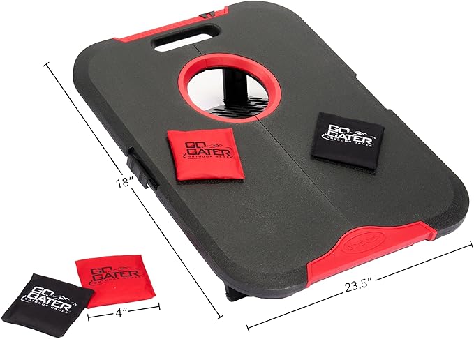 EastPoint Cornhole Board Set, Go Gater - Black/Red, 24 x 18 in - Foldable Design for Camping Accessories - Weather-Resistant for Beach Games - Official Bean Bag Toss for Backyard Games