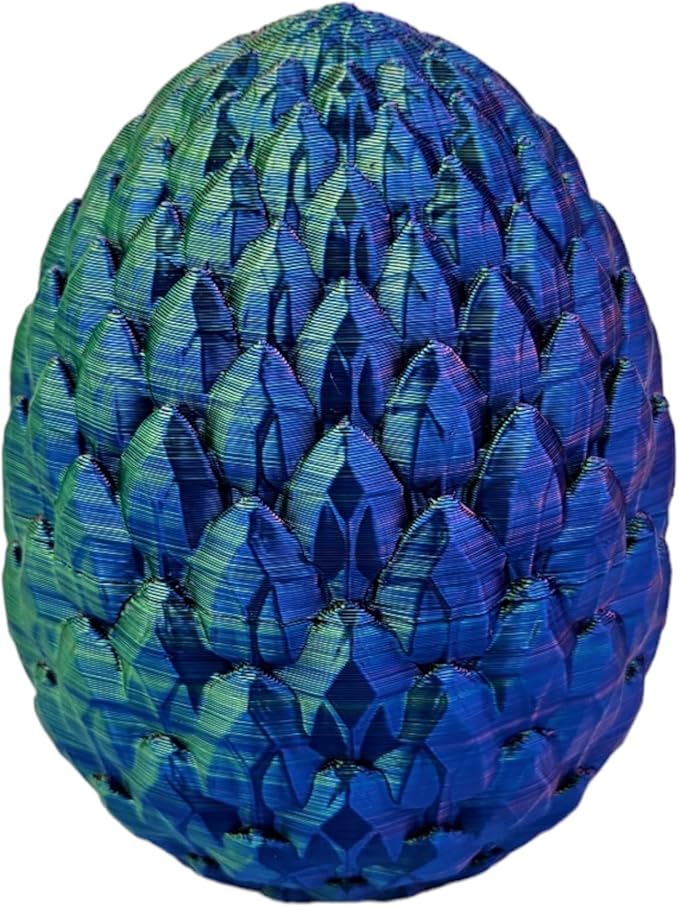 Surprise Dragon Egg Articulating Gemstone Dragon Fidget Figurine - 3D Printed Dragons Flexible ADHD, Autism, Relief Anxiety - Articulated Joints (Blue Green Purple)