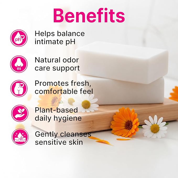 Yoni Soap for Vaginal Intimate Feminine Wash - Advanced pH Balance & Odor Care Control Hydration Complex - Natural Korean Cold-Pressed Vegan Formula with Aloe Vera, Chamomile & Calendula - 2 Pack