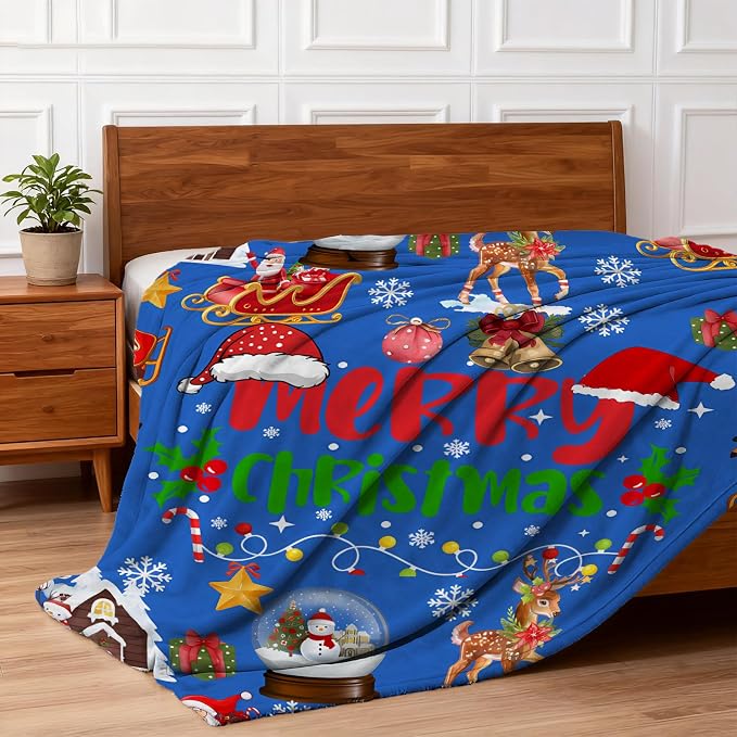 COMFAR Cute Christmas Blankets and Throws for Adults/Women/Boys/Kids, Holiday Fleece Throw Blanket for Couch/Sofa, Holiday Decor, Christmas Decorations/Gifts 50"x 60"