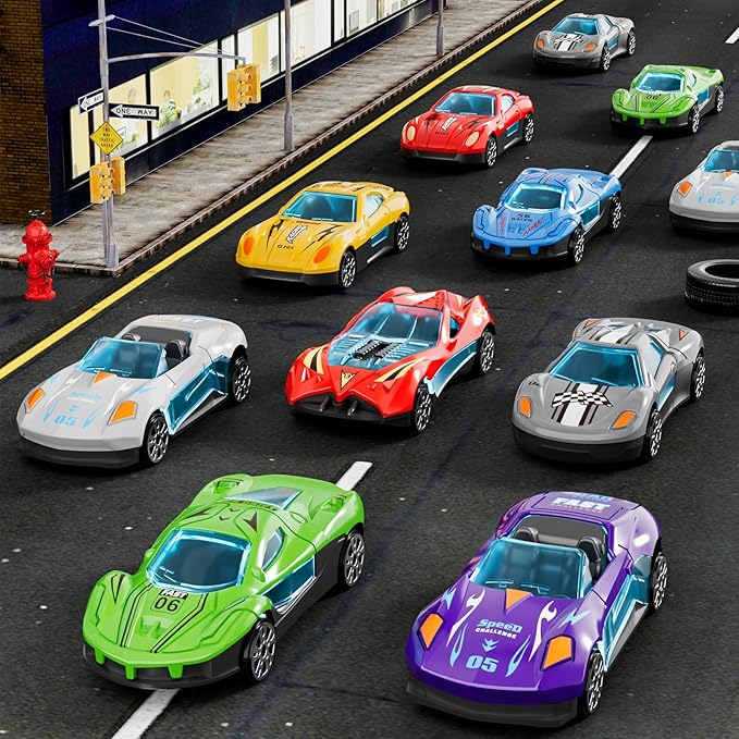 Transport Truck with 24pcs Die-Cast Cars Toys, Cars Toddler Toys Gifts for 2 3 4 5 6 7 Years Old Boys Girls