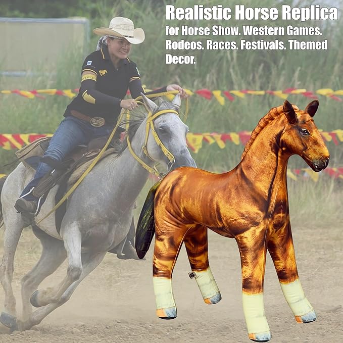 Jet Creations Inflatable Horse 38" L x 30" H – Golden Brown Blow Up Animal Toy for Kids Ages 3+ – Halloween, Fall & Western Party, Yard Display, Birthday & Holiday Decor, Photo Prop, 1 PC