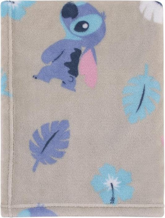 Disney Stitch Gray, Blue, Aqua, and White Super Soft Plush Baby Blanket
