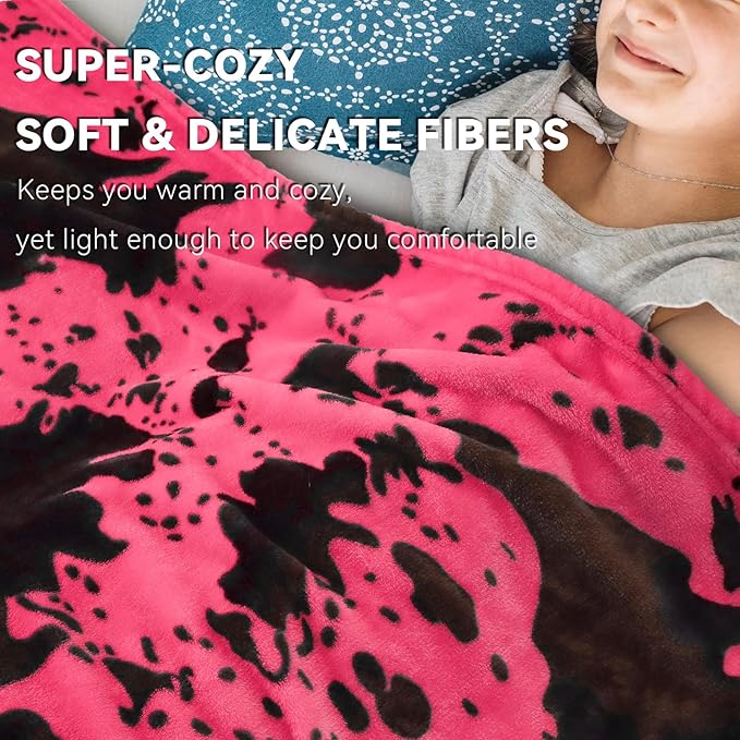 Hot Pink Blanket Queen Size, Extra Large Soft Warm Full Size Fleece Blanket for Couch Bed, Pink Bedroom Living Room Home Decor, 90x90 Inches