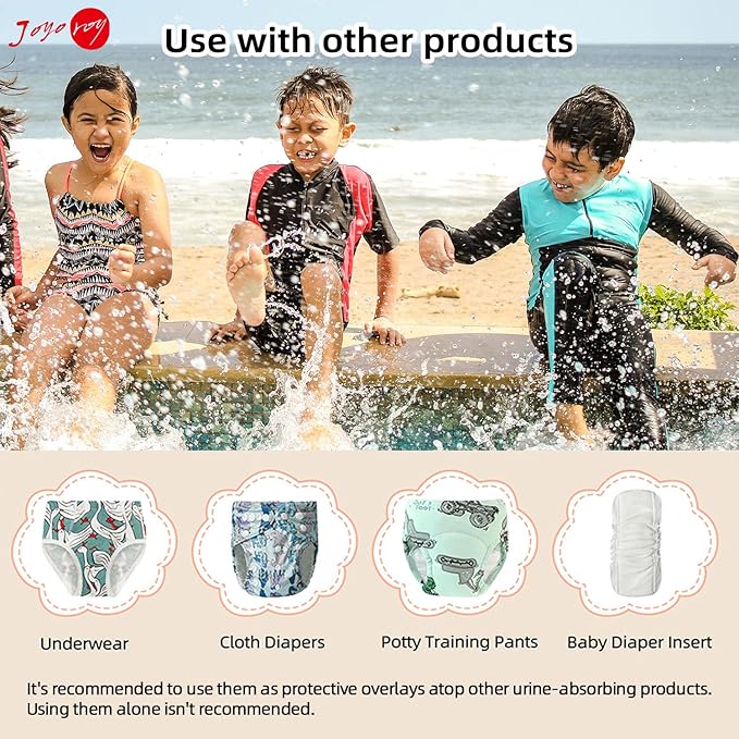 Joyo roy White Diaper Covers for Girls Toddler Swim Cloth Diaper Covers for Toddlers 4Pcs Plastic Underwear for Potty Training Clothing Cover Boys Leakproof Plastic Training Pants for Toddlers 3T-4T