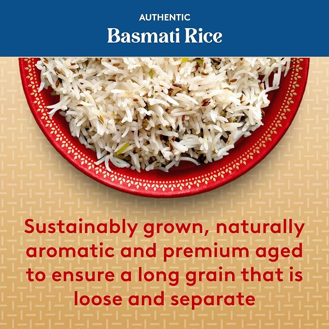 Royal Basmati Rice - Authentic Long Grain White Basmati Rice - 15 lb Bag | Perfect for Biryanis, Pilafs & Curries - Cook in Microwave or on Stove Top
