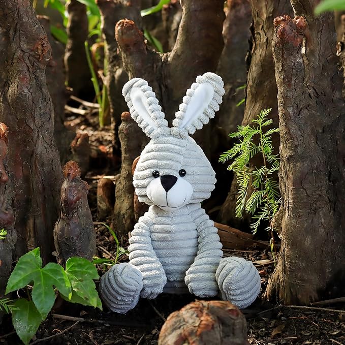 Apricot Lamb Toys Plush Corduroy Rabbit Bunny Stuffed Animal Soft Cuddly Perfect for Child （Gray Bunny,8.5 Inches