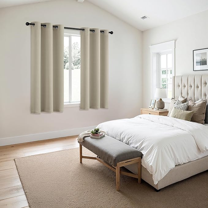 MIULEE Blackout Curtains for Bedroom 2 Panels 40 x 54 Inch Long Sand | Thermal Insulated, Living Room Darkening Grommet Drapes, Noise Reducing, Light Blocking Window Treatments