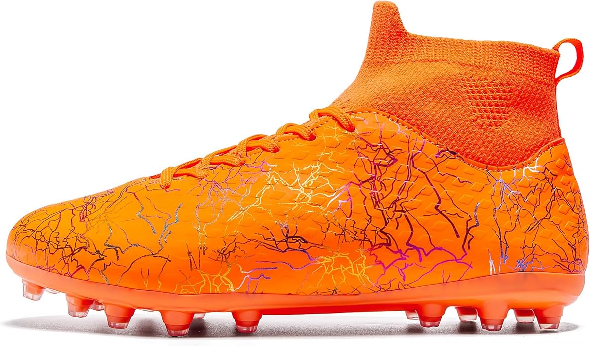 Boys Girls Soccer Cleats High-top Training Football Cleats Kids Ankle-high Soccer Shoes Lightweight Outdoor Futsal