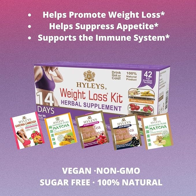 HYLEYS 14 Day Weight Loss Tea – 42 Tea Bags (12 Pack - 504 Tea Bags Total) – Garcinia Cambogia, Matcha Green Tea, Senna & Natural Flavors – Supports Weight Loss, Digestion & Metabolism
