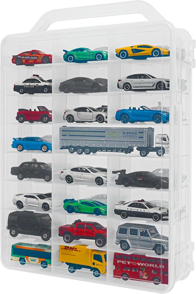 YYDS 48-Car Storage Case with Handle, Double-Sided Organizer for Toy Cars, Matchbox Cars, 1:64 Scale, Hot Wheels Compatible, CASE ONLY