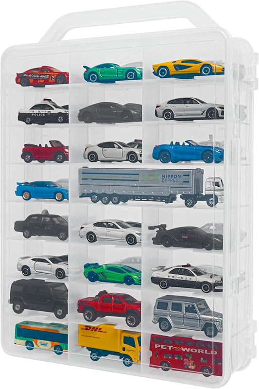 YYDS 48-Car Storage Case with Handle, Double-Sided Organizer for Toy Cars, Matchbox Cars, 1:64 Scale, Hot Wheels Compatible, CASE ONLY