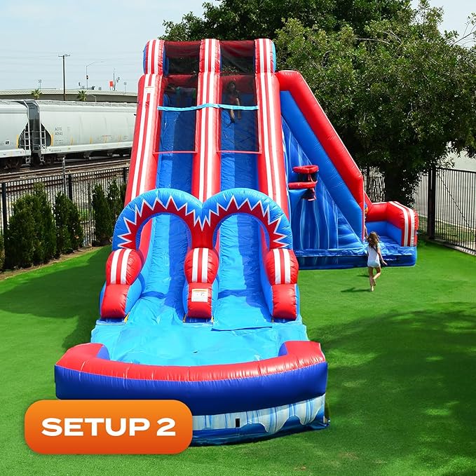JumpOrange Flash Dual Lane Slide (5 in 1) with POP Out Fun Slip N Slide
