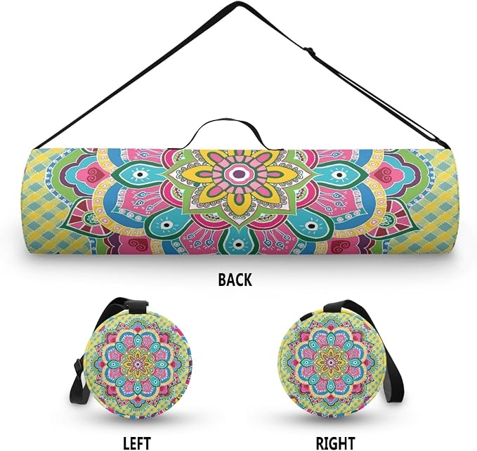 Spacious Extra Large Storage Yoga Mat Bag | Huge Capacity Mandala Gym Tote - Waterproof Wear-Resistant Carrier Strap Pilates
