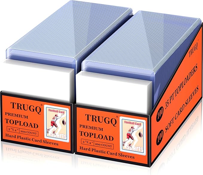 400 Card Sleeves Top Loads for Cards,3"X4"Baseball Card Protectors,Toploaders Hard Plastic for Trading Game Sports Football Cards(200 Hard Protectors + 200 Soft Sleeves