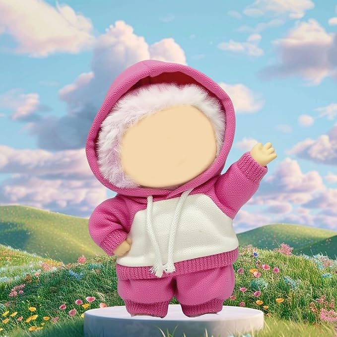 17cm Dolls Clothes,Casual Stylish Hoodies & Pants Doll Outfit Set, Stylish Doll Clothing Accessories for 17cm/15cm-Pink(No Doll)