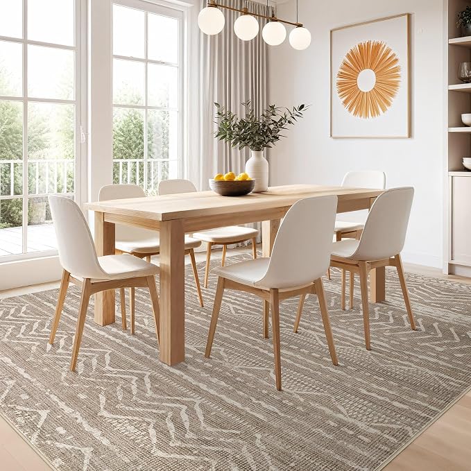Nakagishi Boho 10x12 Area Rug Living Room Rugs Machine Washable Dark Brown | Soft, Pet & Kid Friendly, Carpet for Living Room/Bedroom/Office/Kitchen/Nursery, Daily Home Decor Stain Resistant Moroccan