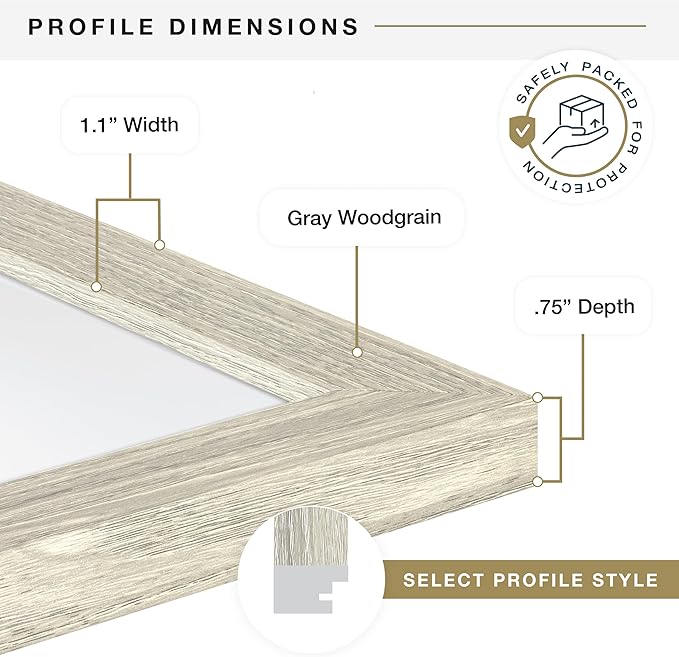 MCS Studio Gallery 20x30 Poster Frame Gray Woodgrain Engineered Wood, Vertical & Horizontal Wall Hanging Large Picture Frame for Photos, Posters & Art Prints (1-Pack)
