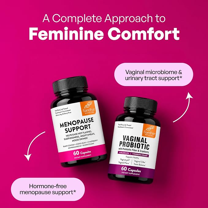 Complete Menopause Support Supplement For Women | With Ashwagandha, Black Cohosh, Dong Quai & Muira Puama | Helps Easing Hot Flashes, Night Sweats, Mood Swings, Hormone Balance & Harmony | 60 Capsules