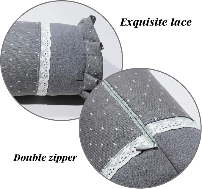 Buckwheat Neck Roll Pillow, Buckwheat Hulls Filling for Neck Support and Pain Relief, Cylinder Round Pillow for Sleeping and Bed (16x4 Inch, Gray)