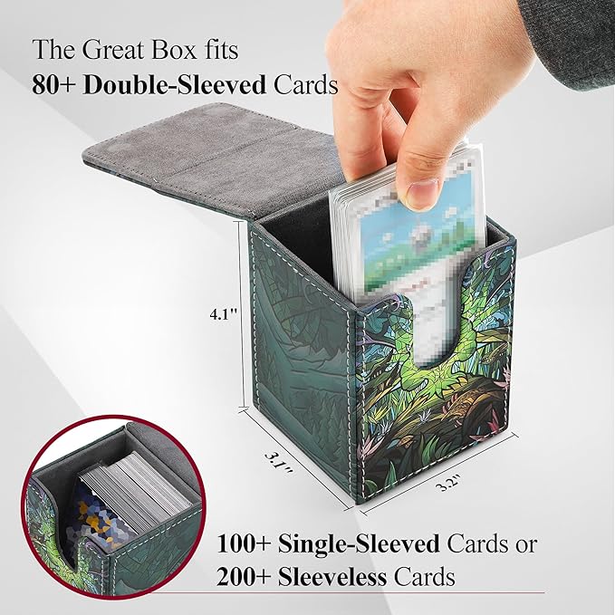 Card Deck Box for MTG Card Storage Box Holds 100 Plus Single Sleeved Cards with Trading Cards Games TCG Yugioh etc. (Light Green)