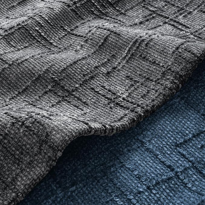 MIULEE Chenille Textured Throw Pillow Covers Dark Grey 20x20 Set of 2 | Slubby Decorative Pillows, Boho Farmhouse Home Decor, Modern Neutral Cushion Covers for Couch Sofa Bed Living Room