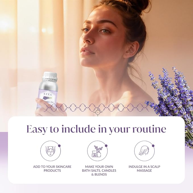Siva Lavender Essential Oil 16 Fl Oz – for Diffuser, Skin & Hair Care – Ideal for Massage & DIY Blends