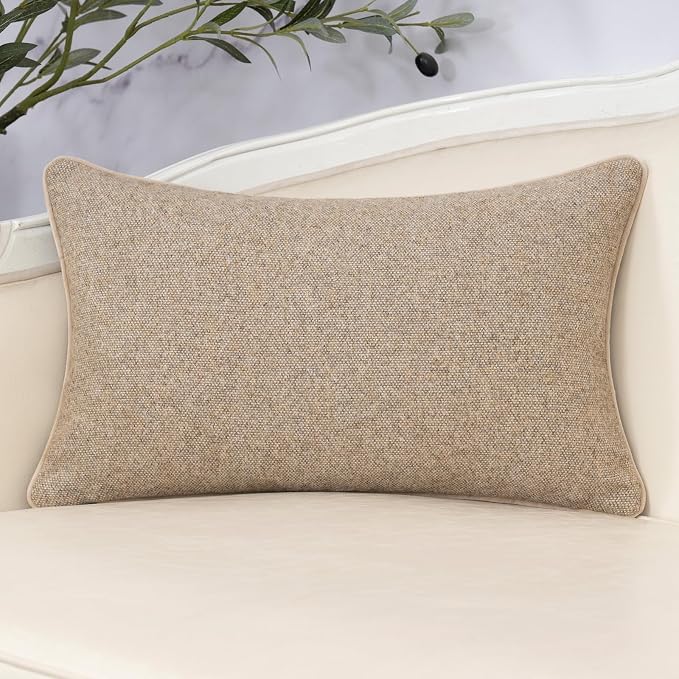 Neutral Floral Pillow Cover 12 x 20 Inches, Vintage Chenille Rectangle Throw Pillow Cover Soft Decorative Farmhouse Accent Couch Pillow Cover for Living Room Bedroom, Green