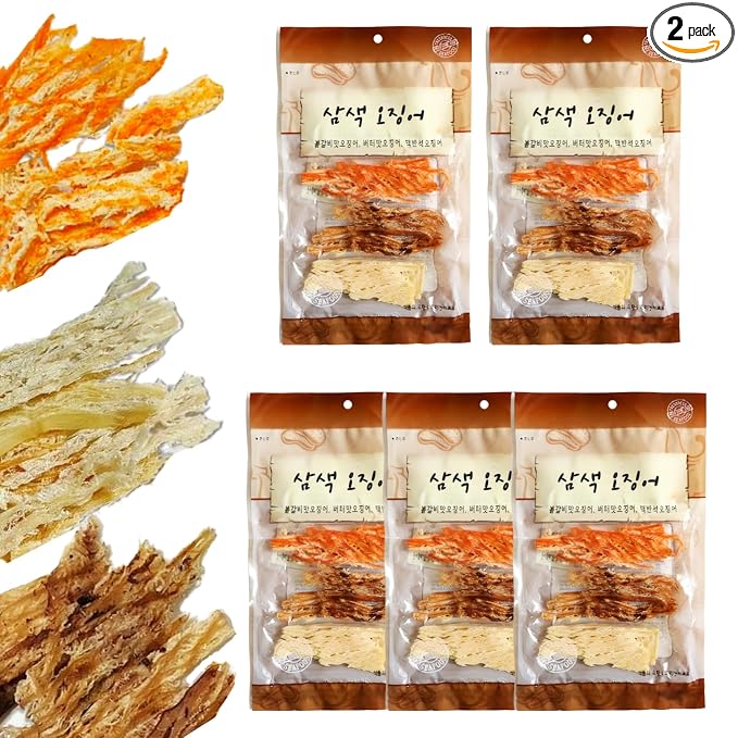 JOKUNA - Korean dried squid - Soft and chewy texture squid (Spicy, Butter, Roasted) (Mix - 5 pack)