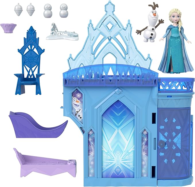 Mattel Disney Princess Toys, Storytime Stackers Elsa Ice Palace, Stackable Castle Doll House with Small Doll & 8 Pieces, Inspired by The Disney Frozen Movies