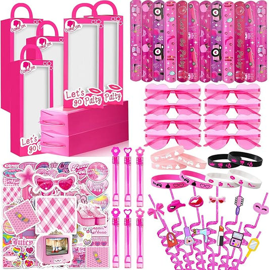 122 Pcs Pink Party Favors Pink Toy Gift Goodie Bag Stuffer Filler Makeup Party Decorations,Princess Theme Birthday Party Favors Decorations. ﻿