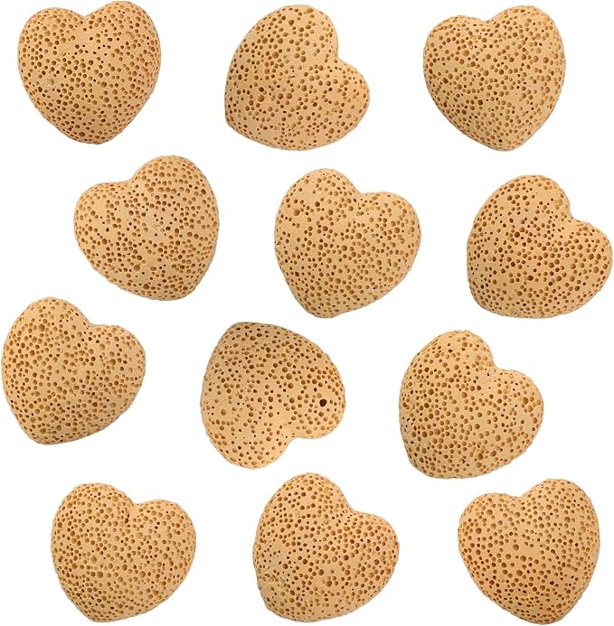 rockcloud Yellow Lava Rock Stone Heart Shape Pocket Stones Dyed Lava Rocks Aromatherapy Essential Oil Diffuser Set, 0.9 Inch, 10 Pcs