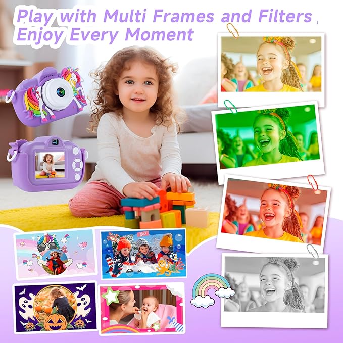Kids Digital Camera for Girls Ages 3-12, Toddler Camera 1080P HD with 32GB SD Card, Birthday Toys and Gifts for 4 Year Old Girls