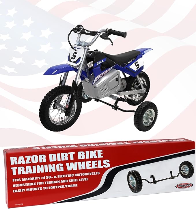 Hardline Products Adjustable Height Training Wheels for Razor MX 125, MX350, MX400, MX450, SX500, MX650 Electric Motorcycle