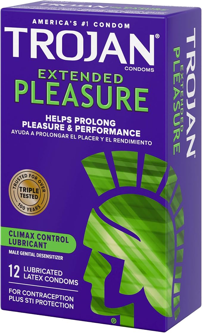 TROJAN Extended Pleasure Condoms | Climax Control | 12 Count | Pack of 2