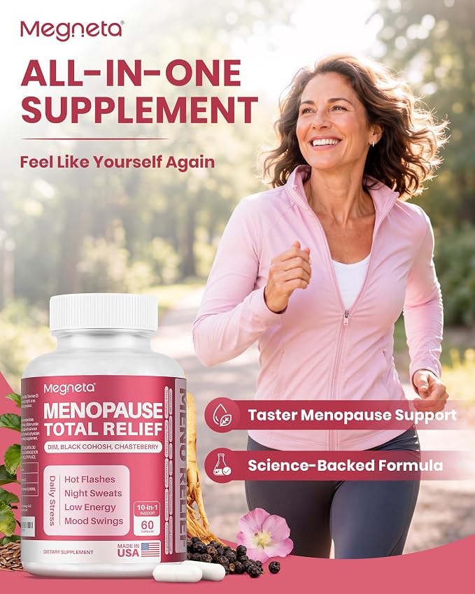 Menopause Supplements for Women - 10-in-1 Hormone Balance Complex with Black Cohosh, DIM, Chasteberry & Ashwagandha - Support for Hot Flashes, Night Sweats, Mood Swings & Sleep, 60 Capsules