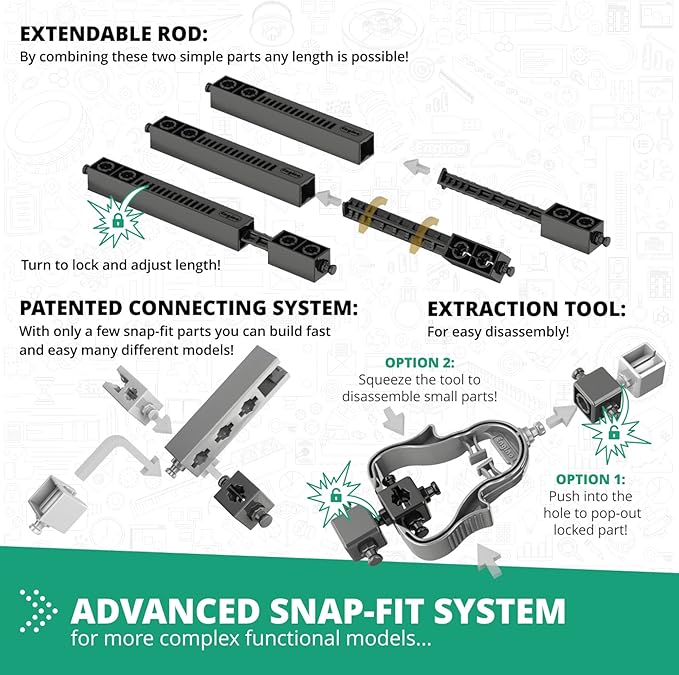 Engino STEM Toys, Mechanics: Levers, Linkages & Structures, Engineering Kits for Kids 9+, Gifts for Boys & Girls, Educational Building Toys, Fun Kids Activities (16 Model Options)