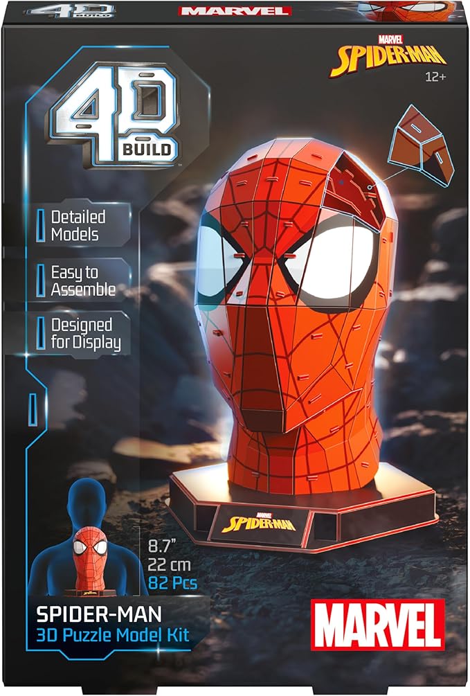 4D Build, Marvel Spider-Man 3D Puzzle Model Kit with Stand 82 Pcs | Spider-Man Desk Decor | Building Toys | 3D Puzzles for Adults & Teens 12+